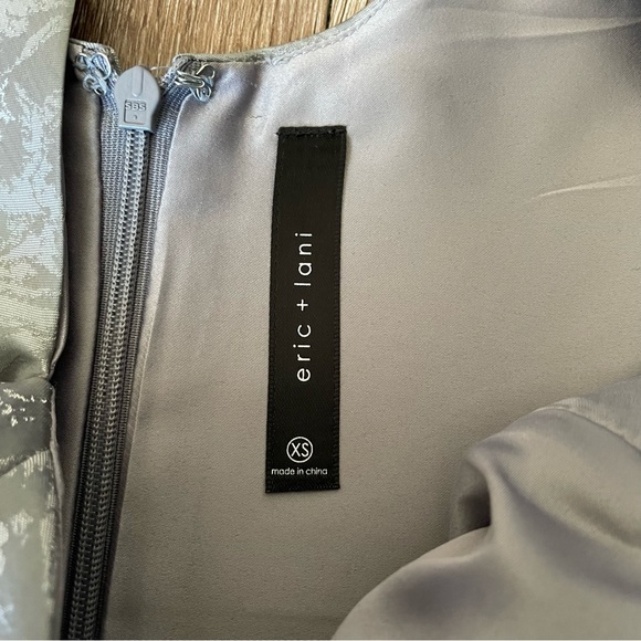 Eric + Lani Silver Metallic Jacquard Mini Dress Fit and Flare Cocktail Dress XS - Picture 15 of 16